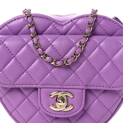 Chanel Lambskin Quilted CC In Love Heart Bag Purple 7 of 11