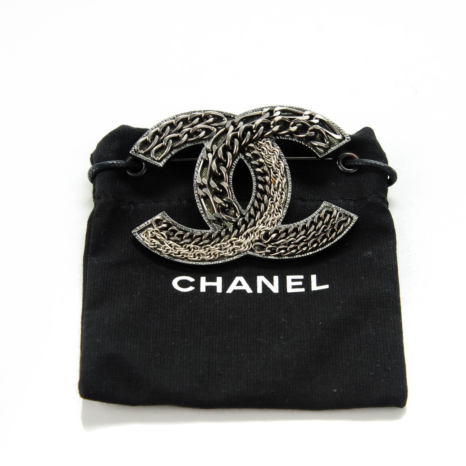 Chanel Ruthenium Chain CC Large Brooch Pin 7 of 7