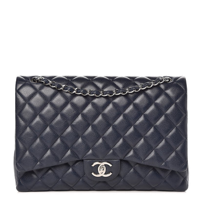 Chanel Caviar Quilted Maxi Double Flap Navy Blue 1 of 8