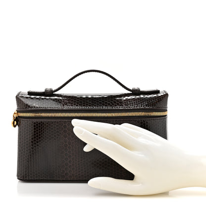 Loro Piana Water Snakeskin L19 Extra Pocket Pouch Dark Chocolate Licorice 2 of 10