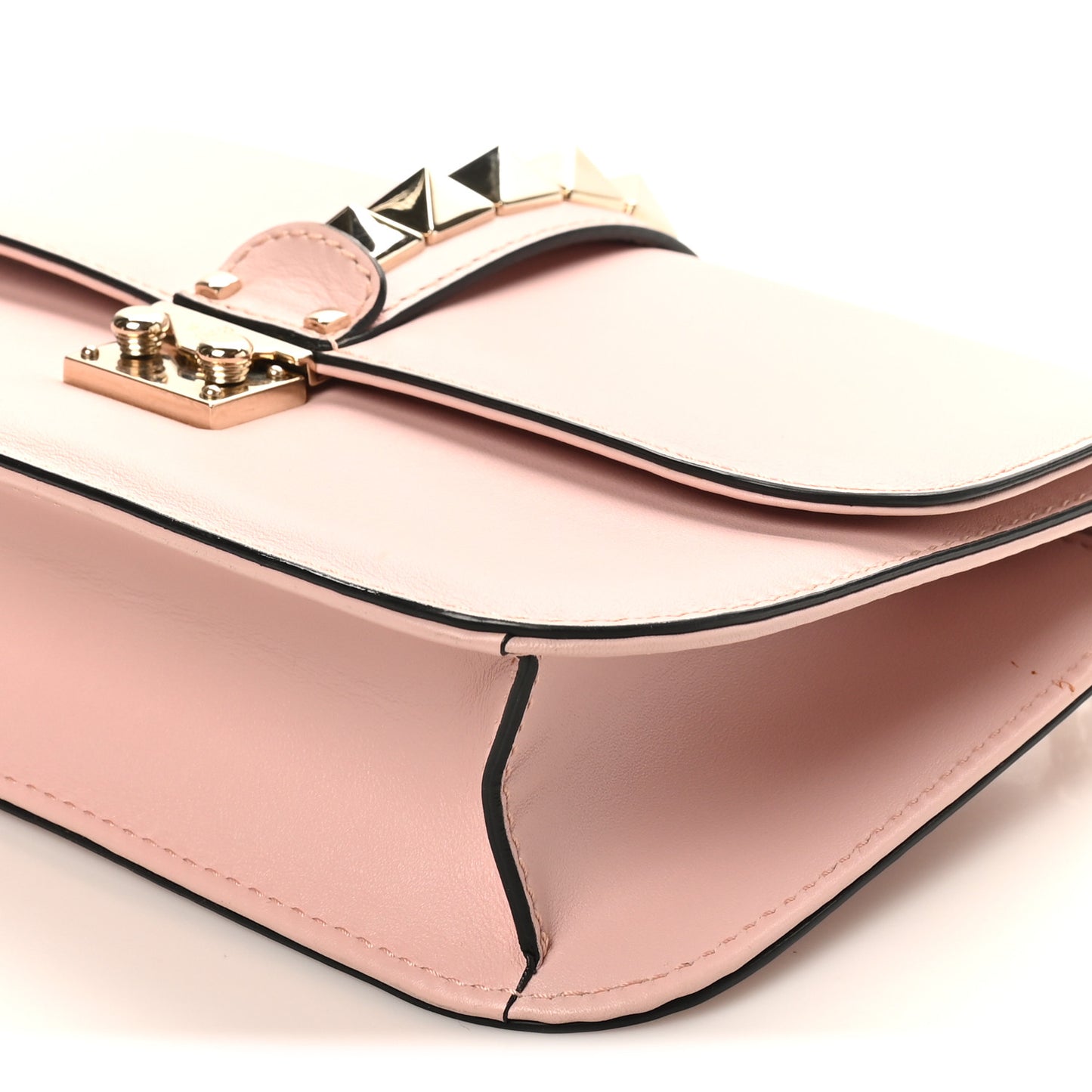 Vitello Medium Glam Lock Rockstud Flap Water Rose