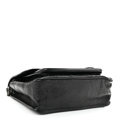 Saint Laurent Crinkled Calfskin Matelasse Monogram Medium Niki Chain Satchel Black 4 of 10