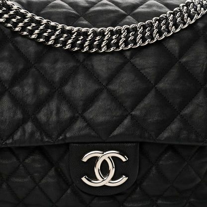 Chanel Washed Lambskin Quilted Maxi Chain Around Flap Black 8 of 14