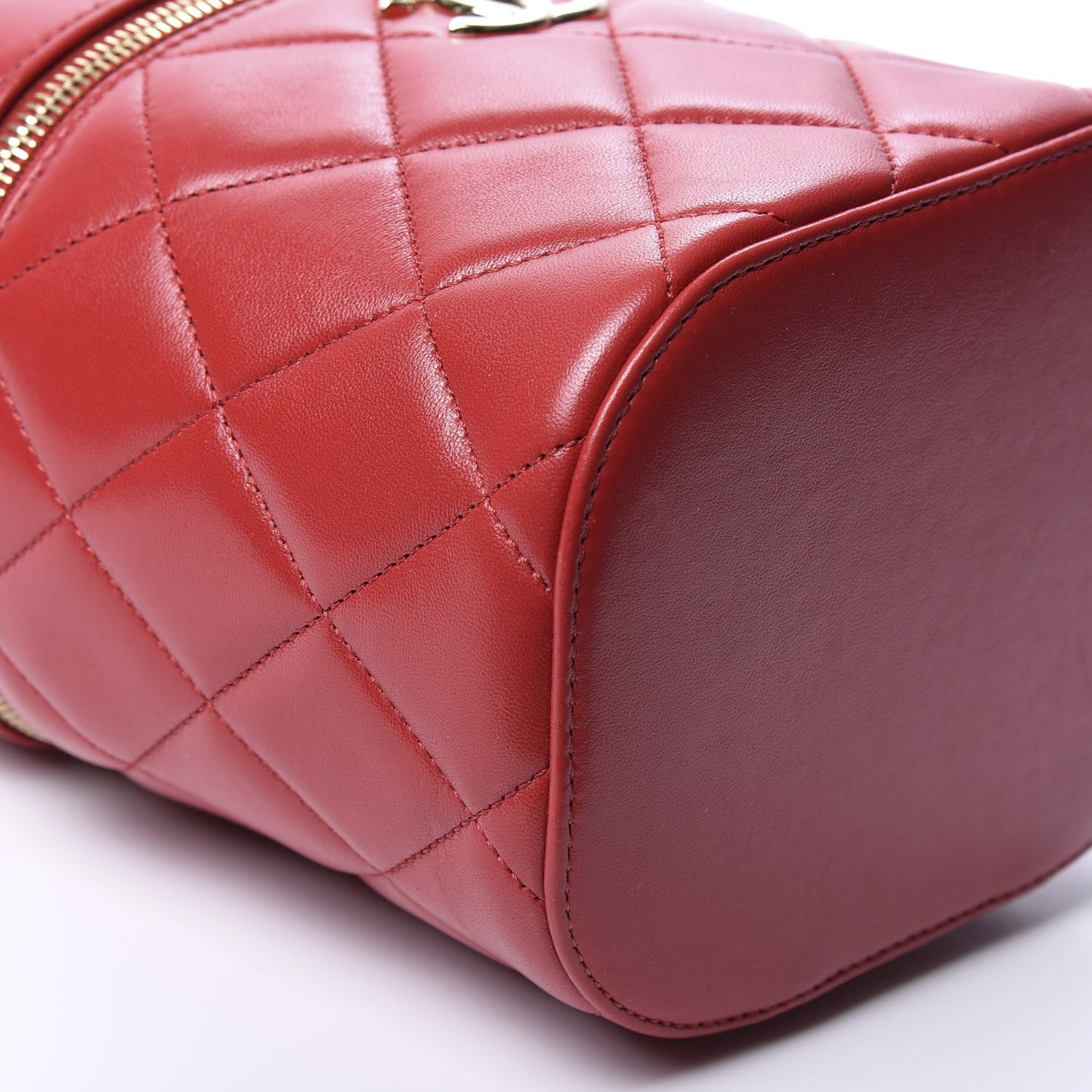 Lambskin Quilted Trendy Vanity Case Red