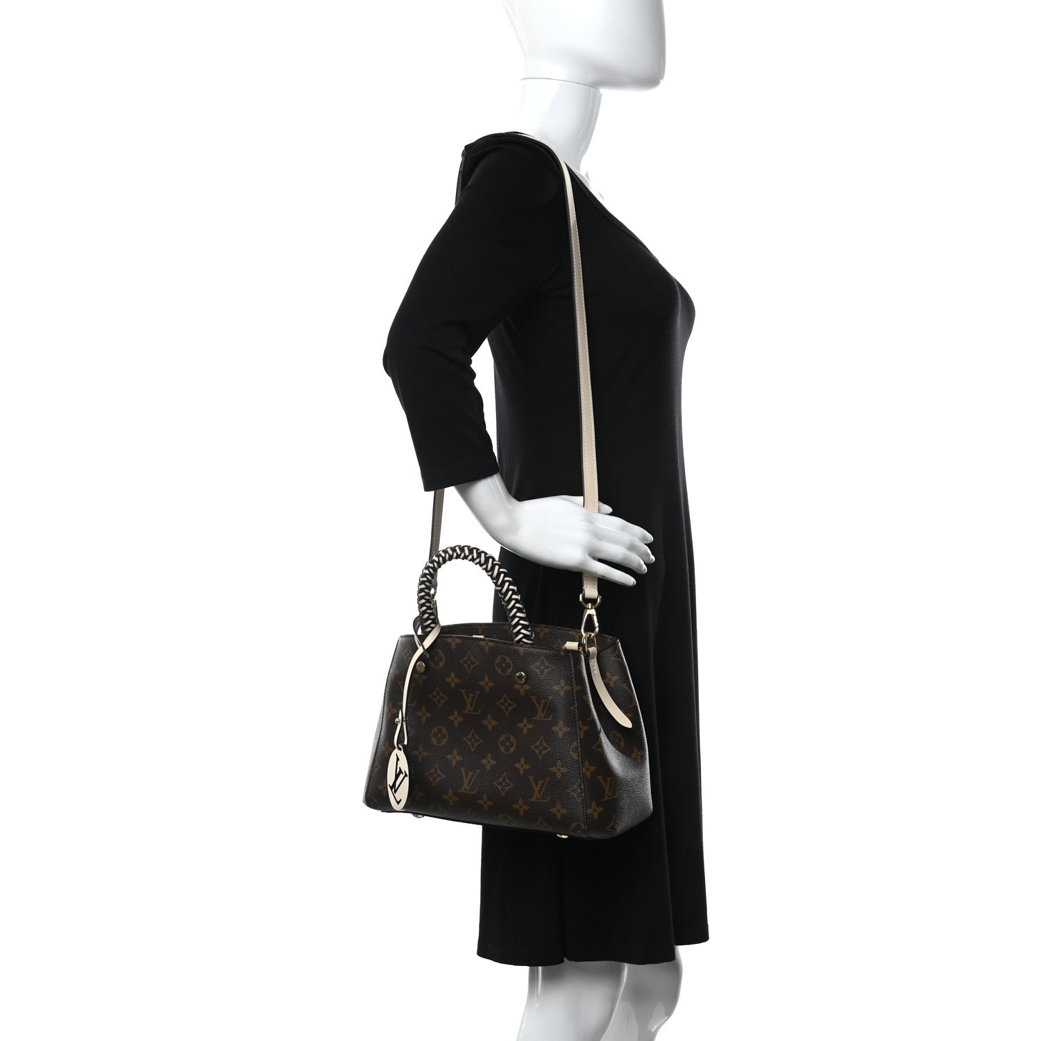 Louis Vuitton Monogram Braided Montaigne BB Creme Beige 2 of 8