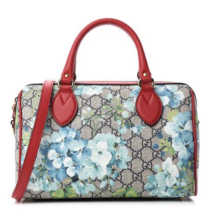 Gucci GG Supreme Monogram Blooms Small Boston Beige Blue Navy Hibiscus Red 1 of 10
