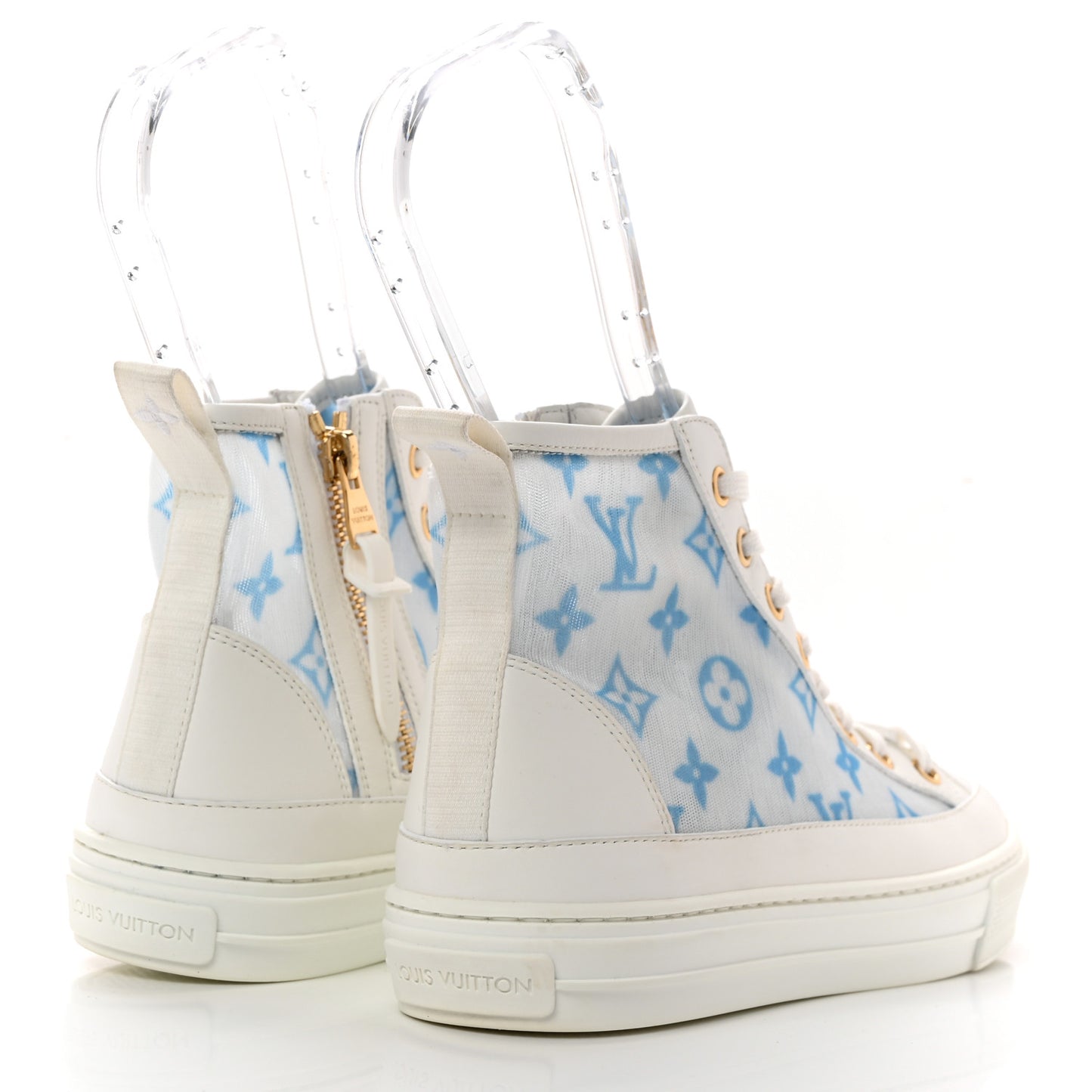 Technical Fabric Calfskin Monogram Printed Stellar Sneaker Boots 35.5 Blue