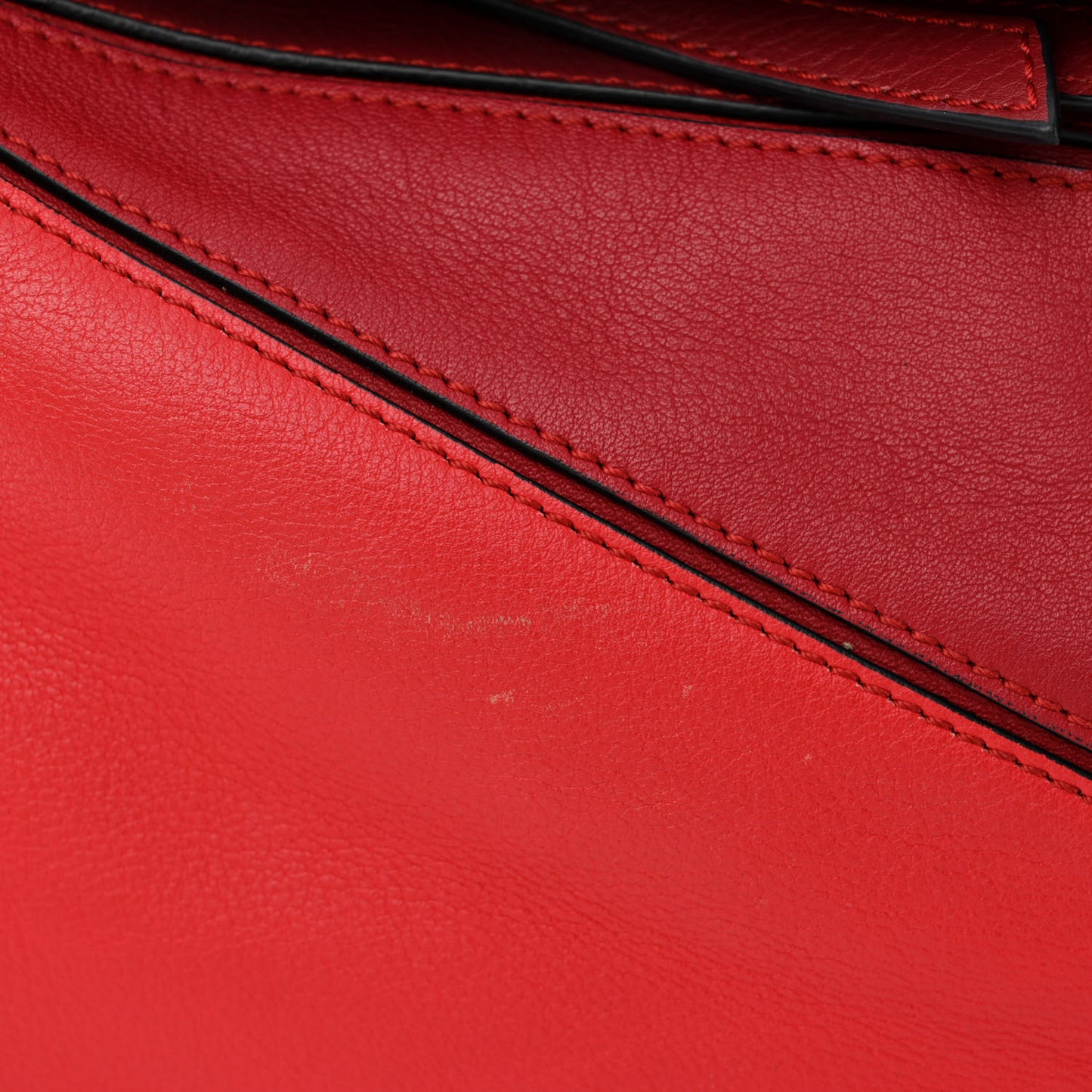 Calfskin Colorblock Medium Puzzle Bag Red