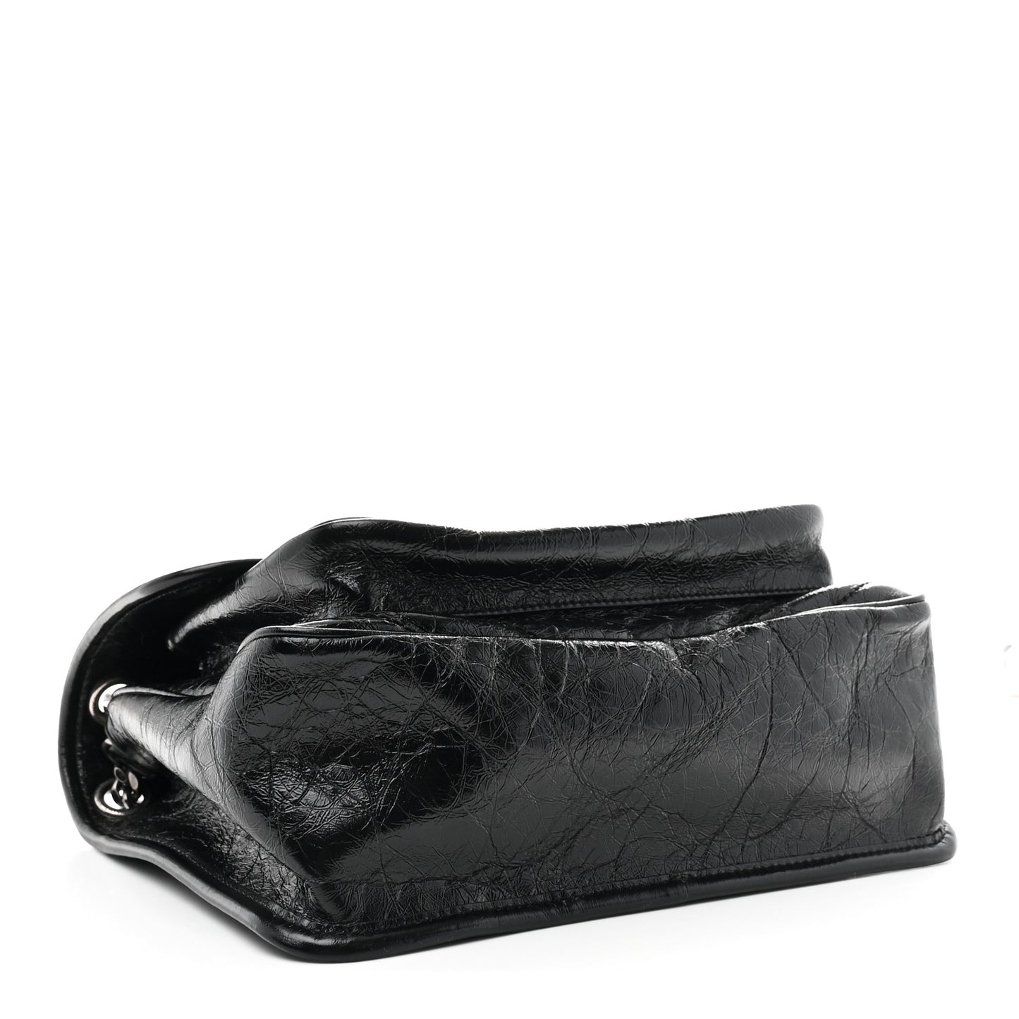 Crinkled Calfskin Matelasse Monogram Medium Niki Chain Satchel Black