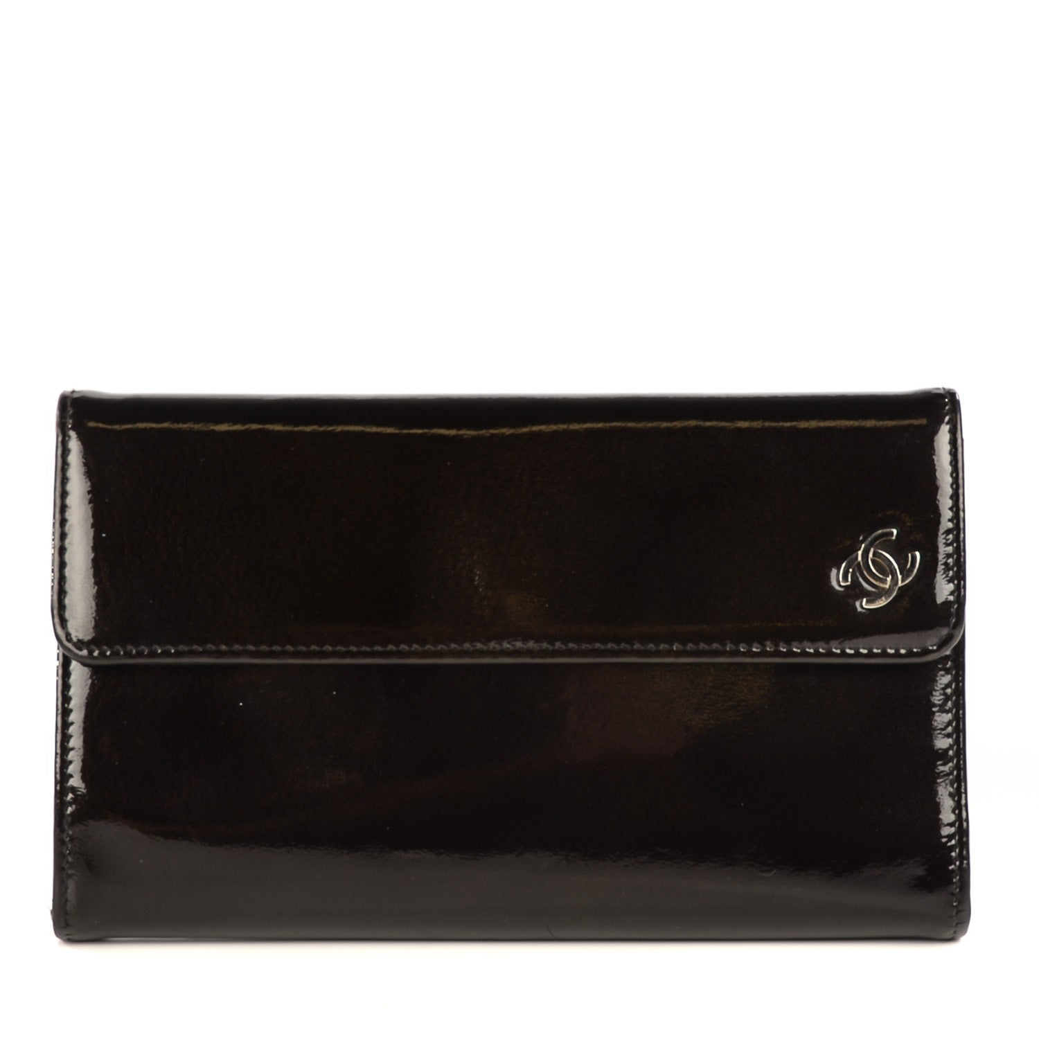 Chanel Patent Gotatskin Large Flap Wallet Black 1 of 8