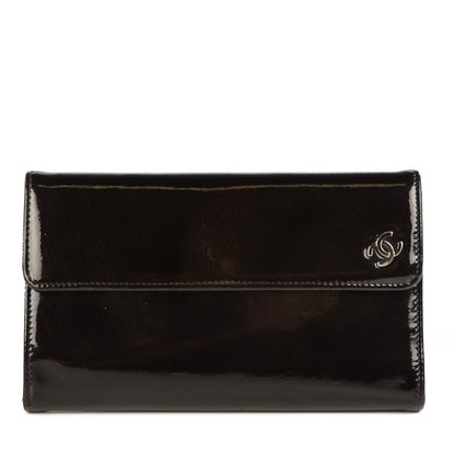 Chanel Patent Gotatskin Large Flap Wallet Black 1 of 8