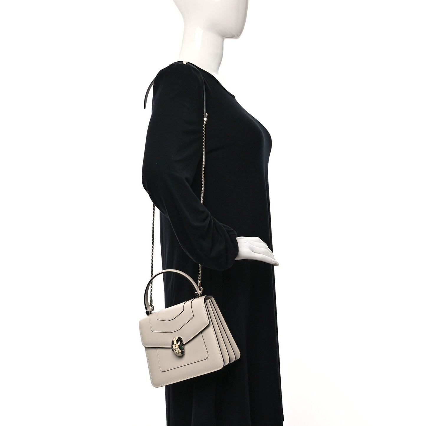 Calfskin Serpenti Forever Top Handle White