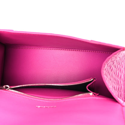 Balenciaga Shiny Calfskin Crocodile Embossed Small Hourglass Top Handle Bag Fuchsia 5 of 12
