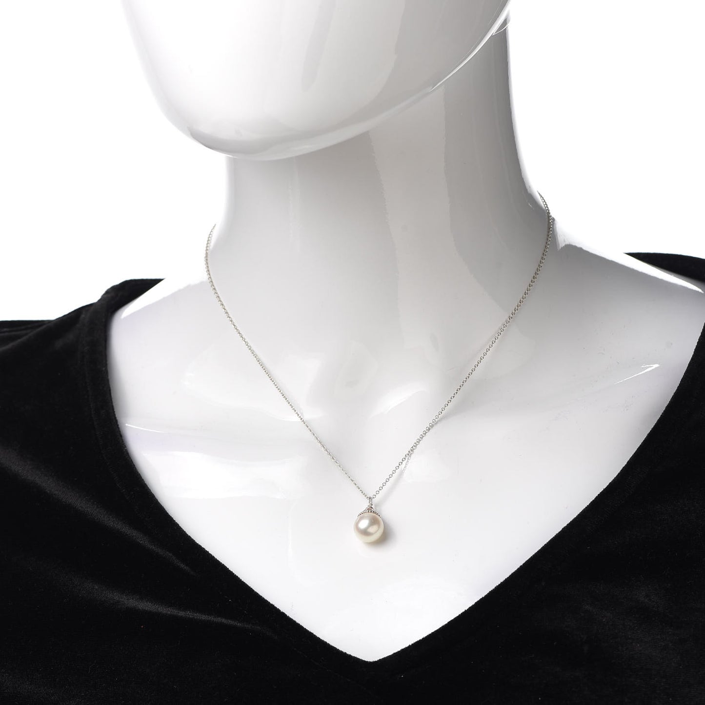 Sterling Silver Pearl Ziegfeld Drop Pendant Necklace