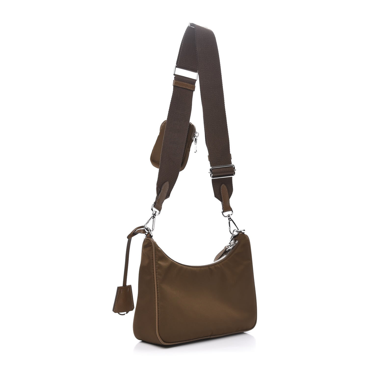 Prada Tessuto Nylon Saffiano Re-Edition 2005 Shoulder Bag Cacao 2 of 9