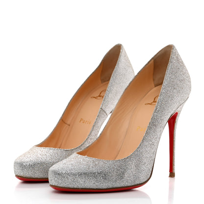 Christian Louboutin Glitter Elisa 100 Pumps 38 Silver 3 of 8