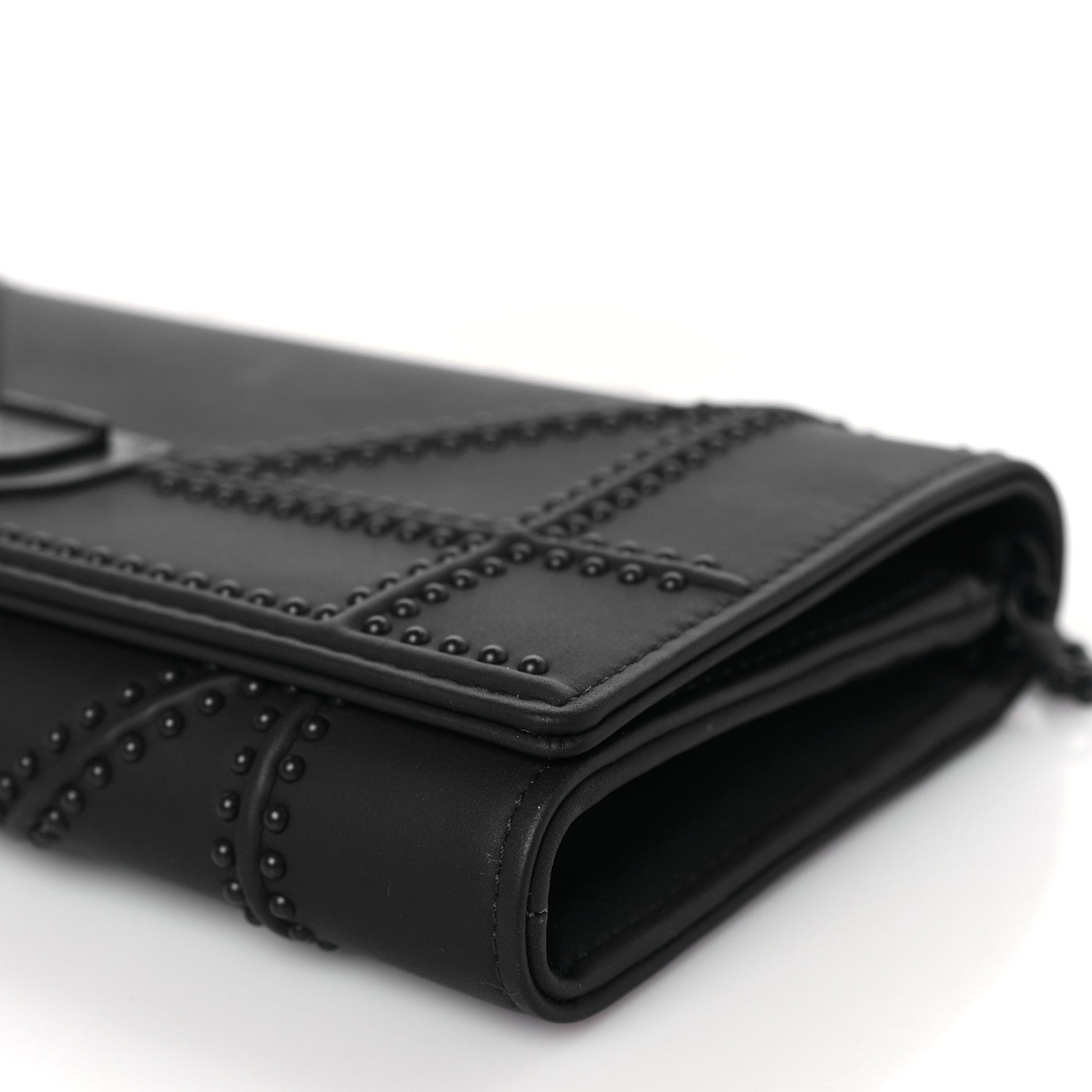Christian Dior Matte Calfskin Studded Diorama Croisiere Chain Wallet Indigo 9 of 10