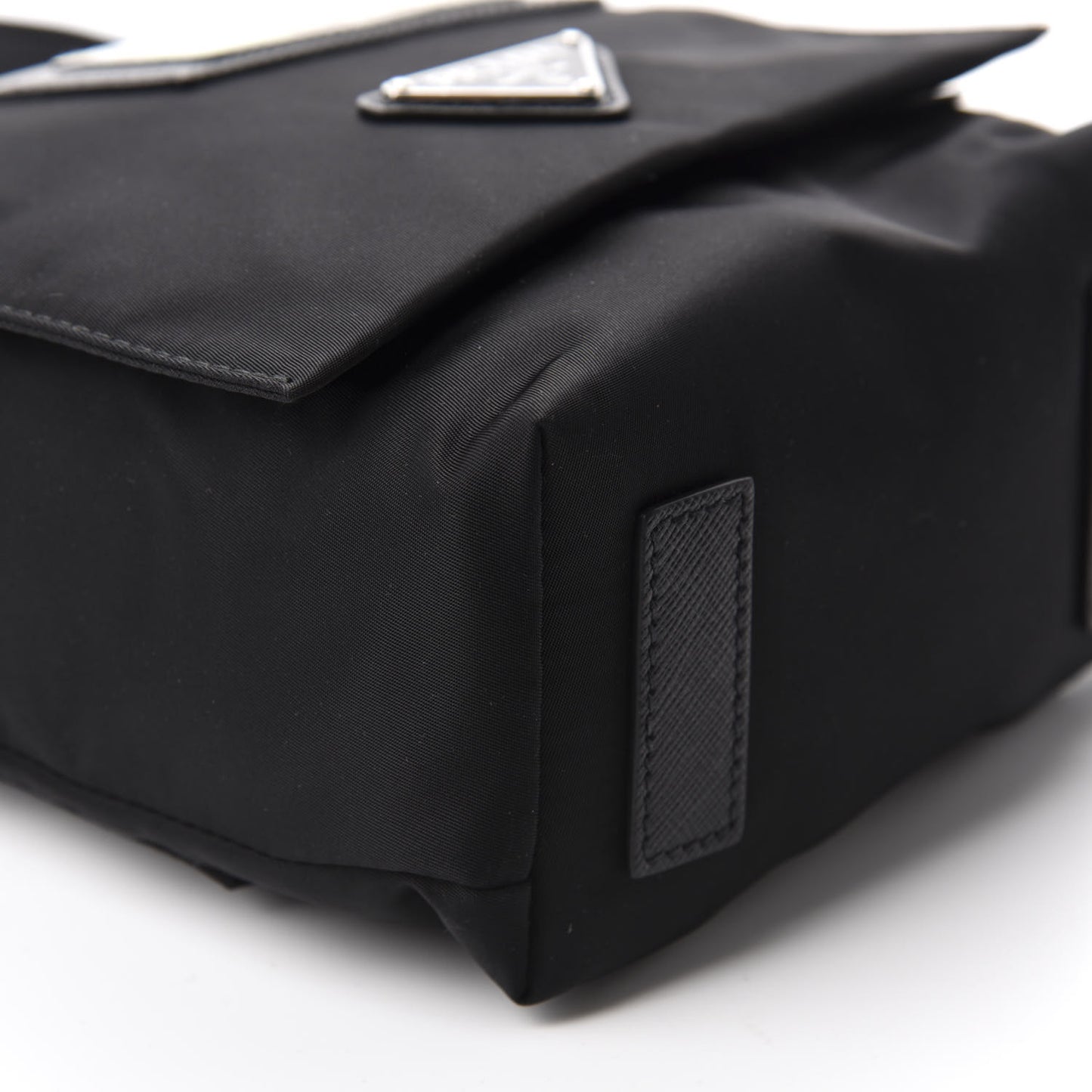 Tessuto Nylon Saffiano Racing Logo Flat Messenger Bag Black