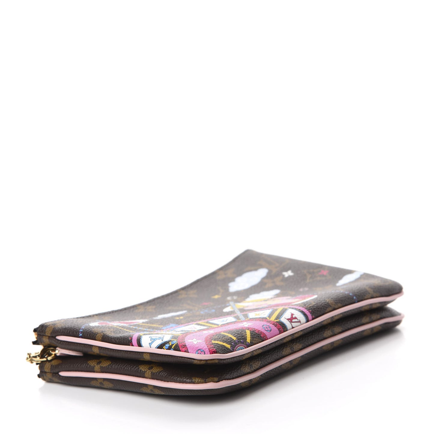 Monogram 2020 Christmas Animation Big Wheel Double Zip Pochette Rose Ballerine