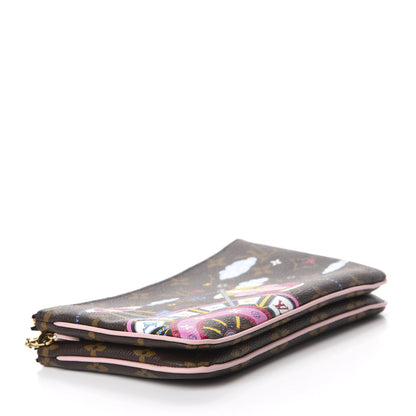 Louis Vuitton Monogram 2020 Christmas Animation Big Wheel Double Zip Pochette Rose Ballerine 4 of 11