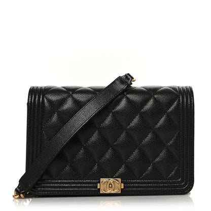 Chanel Caviar Quilted Boy Wallet On Chain WOC Black 1 of 8