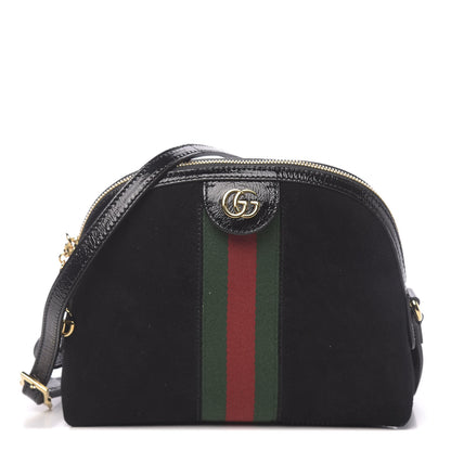 Gucci Suede Patent Web GG Small Ophidia Dome Shoulder Bag Black 1 of 9