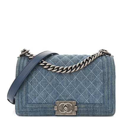 Chanel Denim Quilted Medium Boy Flap Blue 1 of 10
