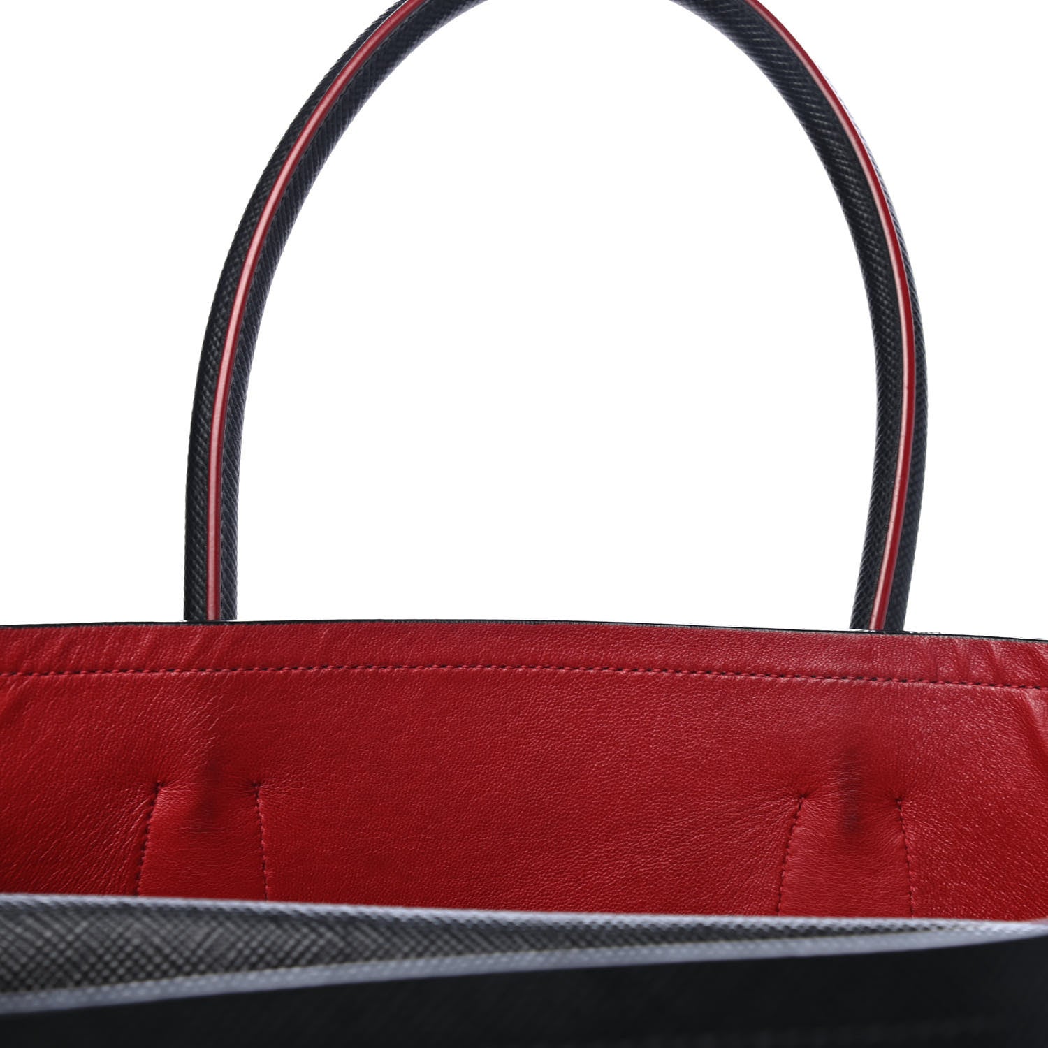 Prada Saffiano Cuir Large Double Bag Black Fuoco 5 of 5