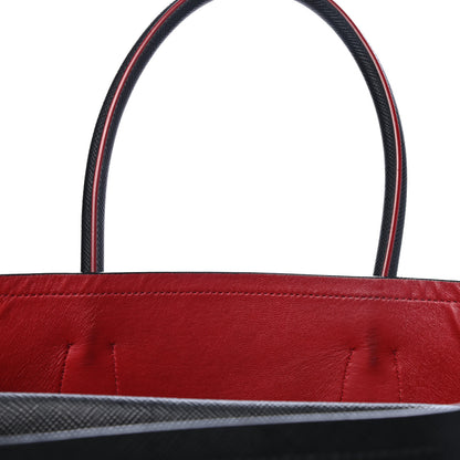 Prada Saffiano Cuir Large Double Bag Black Fuoco 5 of 5