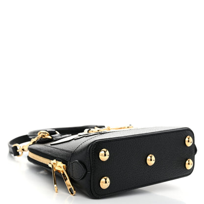 Gucci X ADIDAS Textured Dollar Calfskin Web Trefoil Mini Horsebit 1955 Top Handle Bag Black Off White 4 of 11