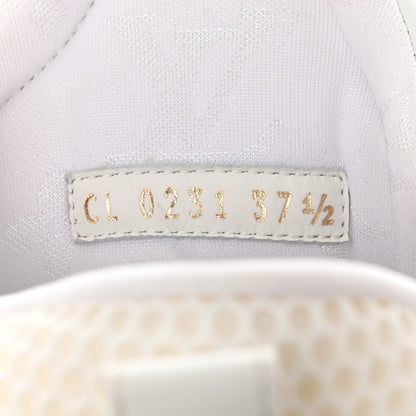 Louis Vuitton Metallic Calfskin Embossed Monogram Boombox Sneakers 37.5 White Silver 6 of 9