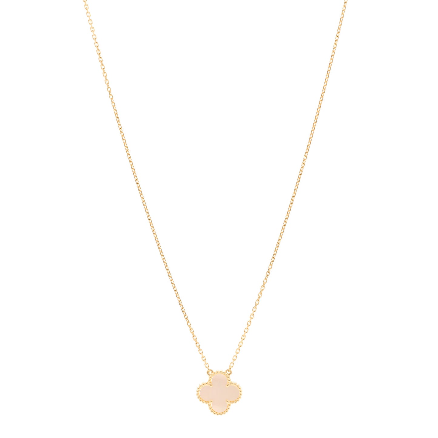 18K Yellow Gold Mother of Pearl Vintage Alhambra Pendant Necklace