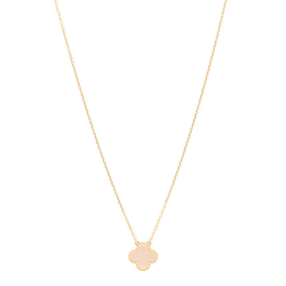 Van Cleef & Arpels 18K Yellow Gold Mother of Pearl Vintage Alhambra Pendant Necklace 1 of 6