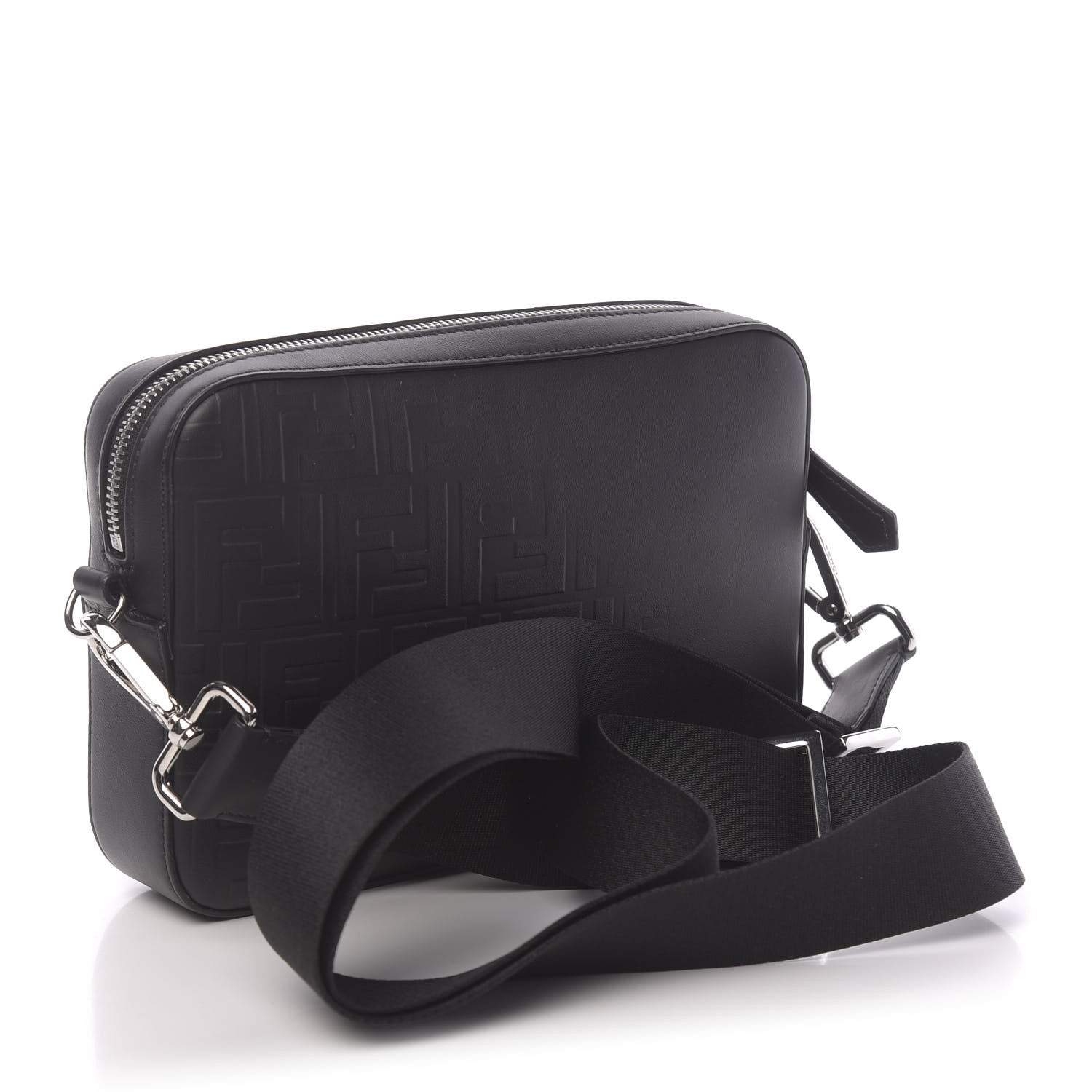 Fendi Vitello Grace FF Gradient Embossed Medium Camera Case Black 3 of 10