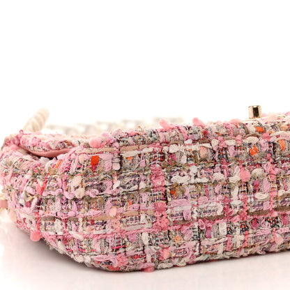 Chanel Tweed Medium Pearl Handle Flap Pink Beige Orange Ecru 8 of 9