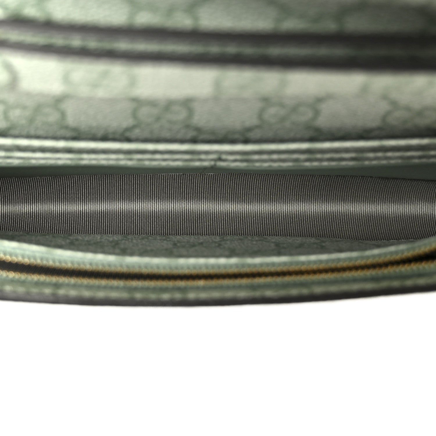 Gucci GG Supreme Monogram Textured Calfskin Emblem Wallet On Chain Sage Green 5 of 11