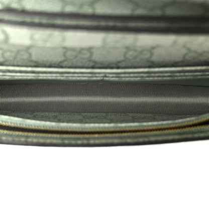 Gucci GG Supreme Monogram Textured Calfskin Emblem Wallet On Chain Sage Green 5 of 11
