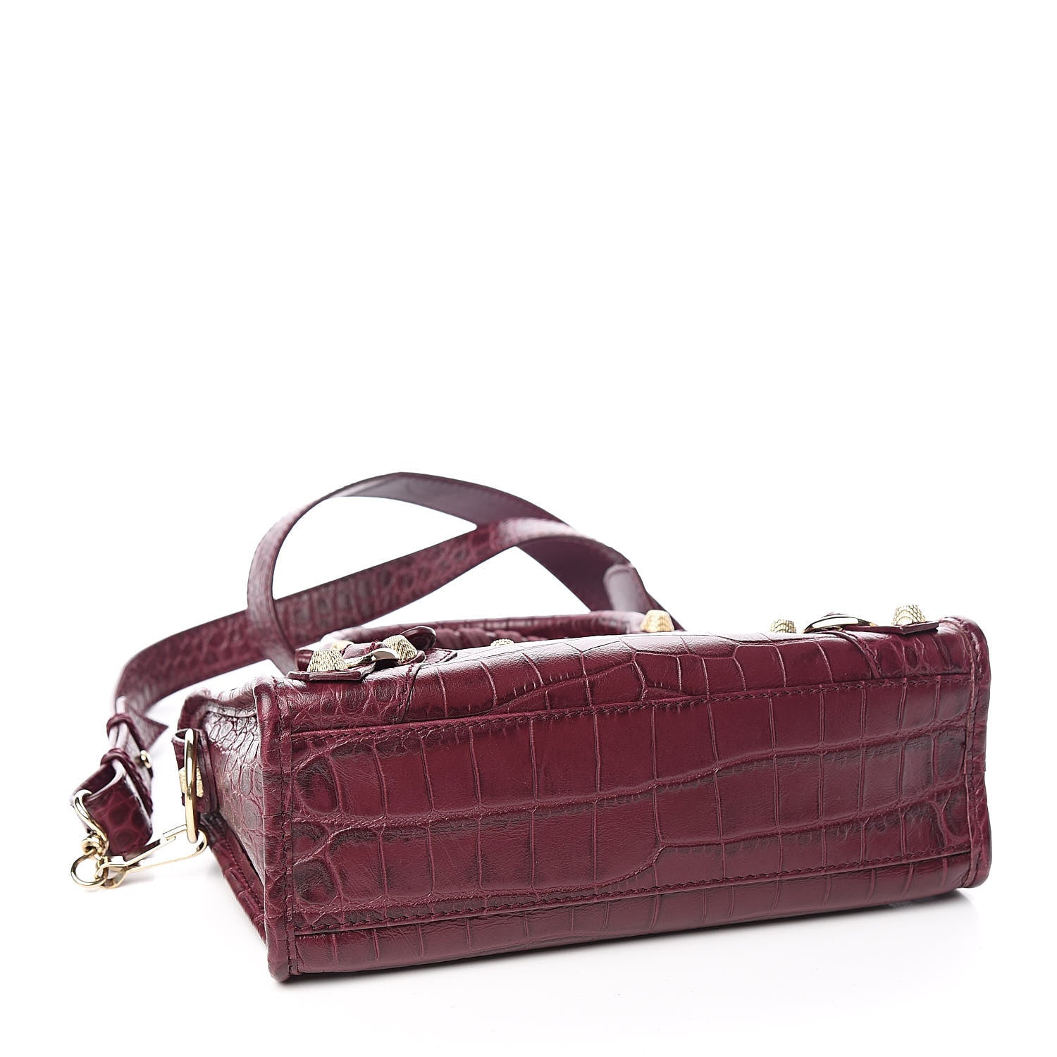 Balenciaga Calfskin Crocodile Embossed Giant 12 Gold Hardware Mini City Violet Prune 4 of 10