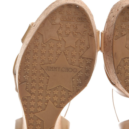 Saint Laurent JIMMY CHOO Patent Cork Papyrus Platform Wedge Sandals 39 Nude 9 of 11