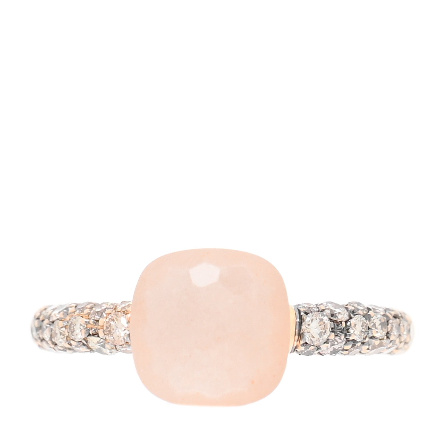 Pomellato 18K Rose Gold Diamond Moonstone Petit Nudo Ring 53 6.25 1 of 6