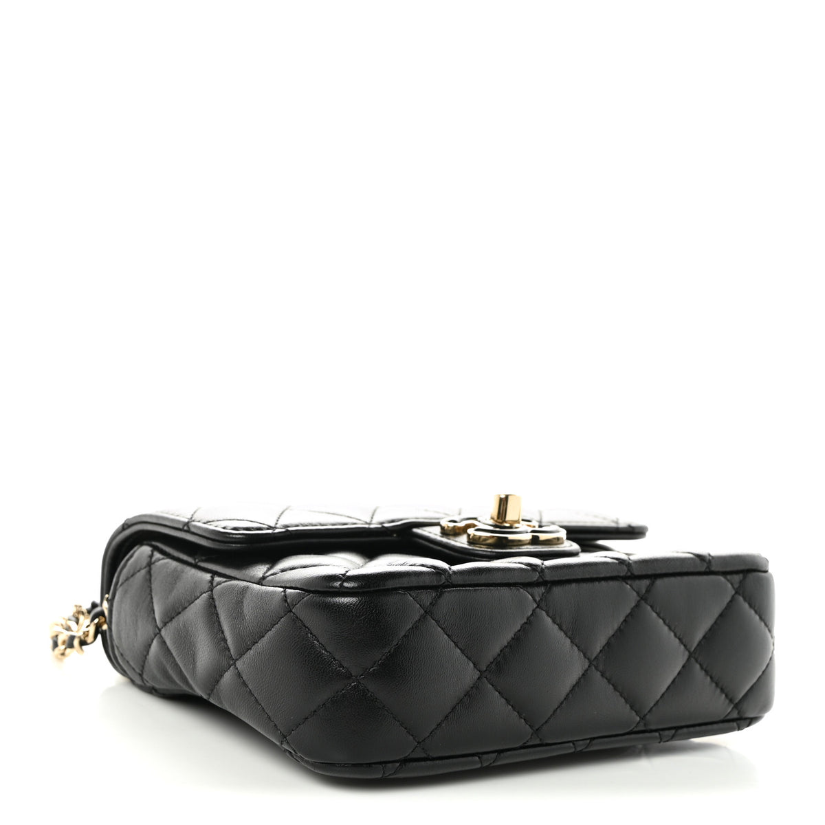Chanel Lambskin Resin Quilted Mini Heart Square Flap Black 4 of 10