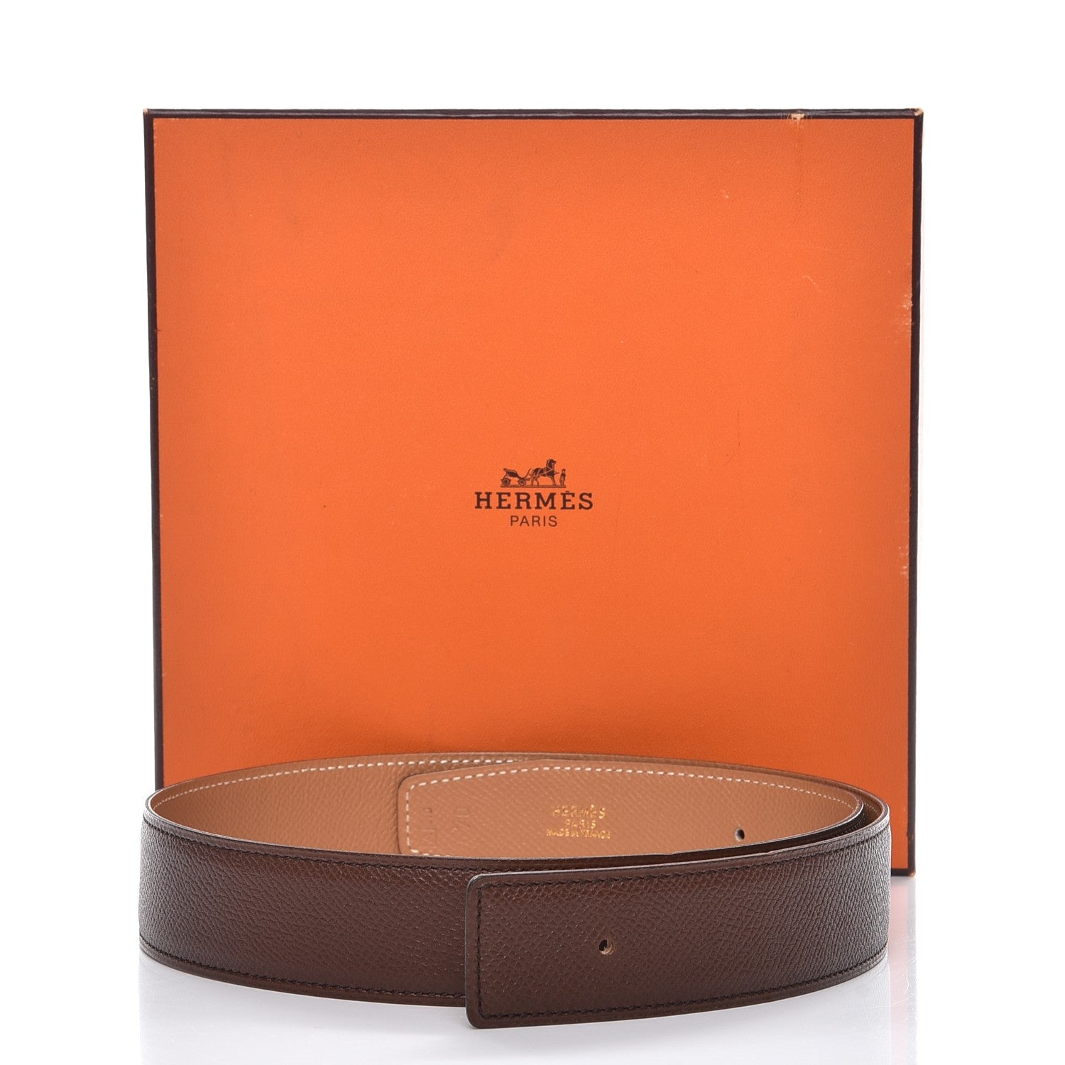 Hermes Courchevel 32mm Belt Strap 70 Chocolate Gold 6 of 6