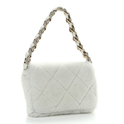 Chanel Shearling Lambskin Crystal Strass Flap White 3 of 11