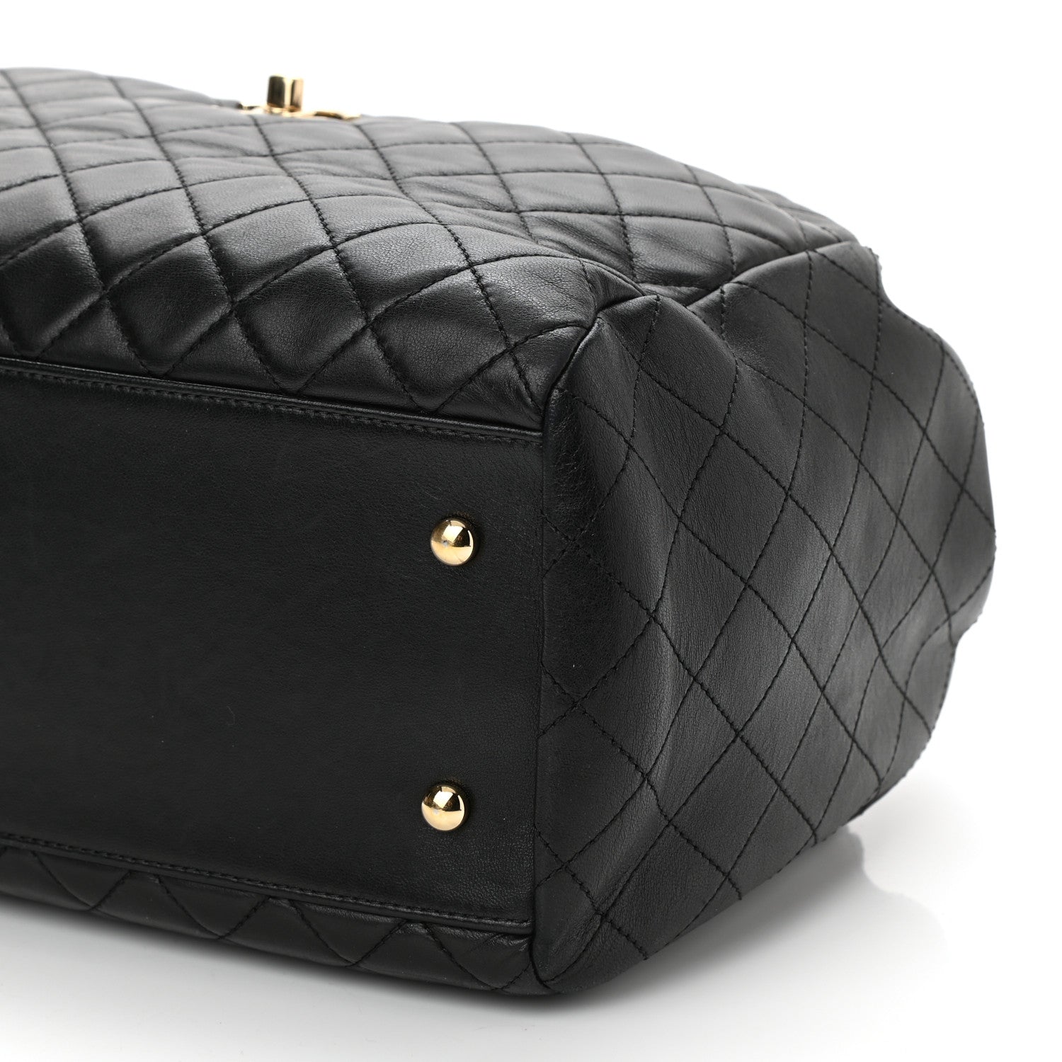Chanel Lambskin Quilted Large Drawstring Bag Black 10 of 10