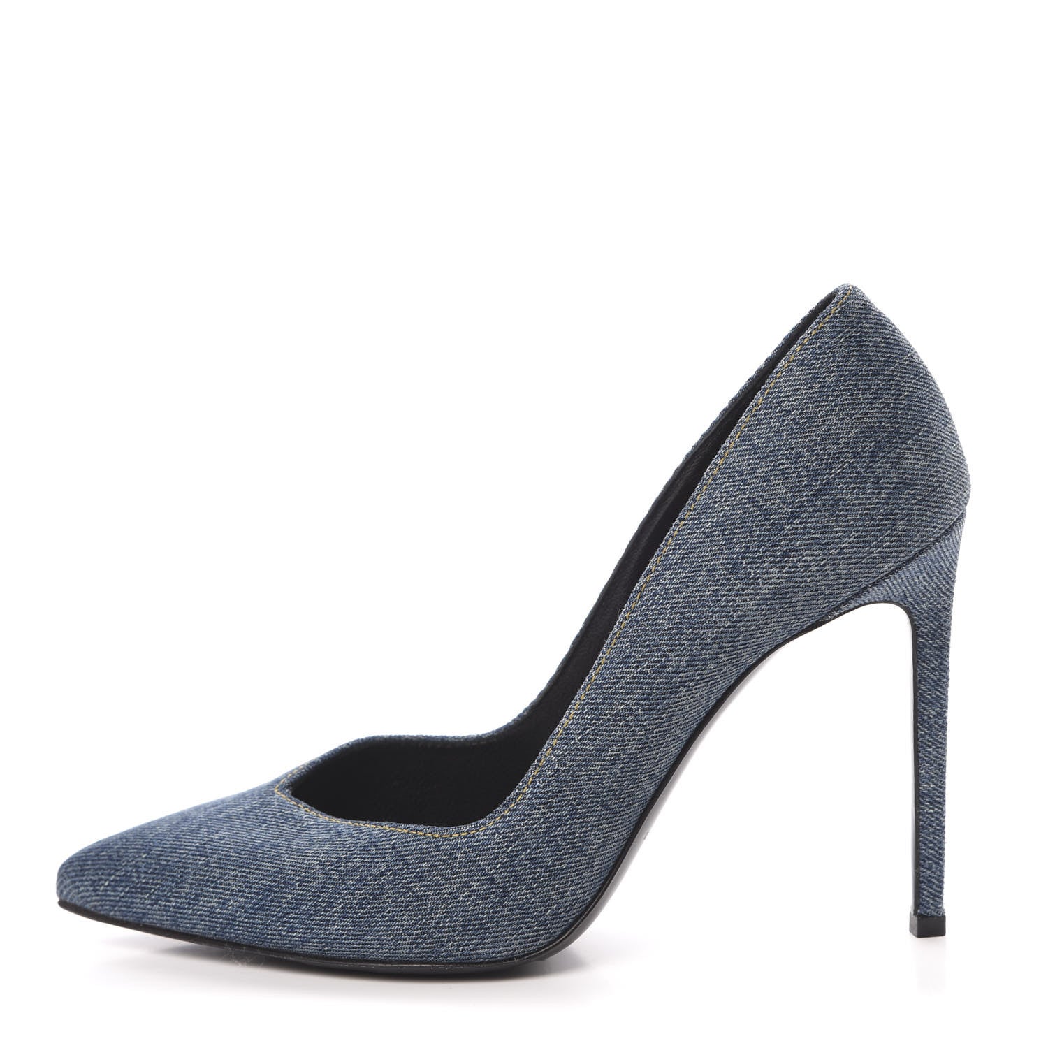 Saint Laurent Denim Classic Paris Escarpin V 105 Skinny Pumps 37.5 Light Blue 1 of 9