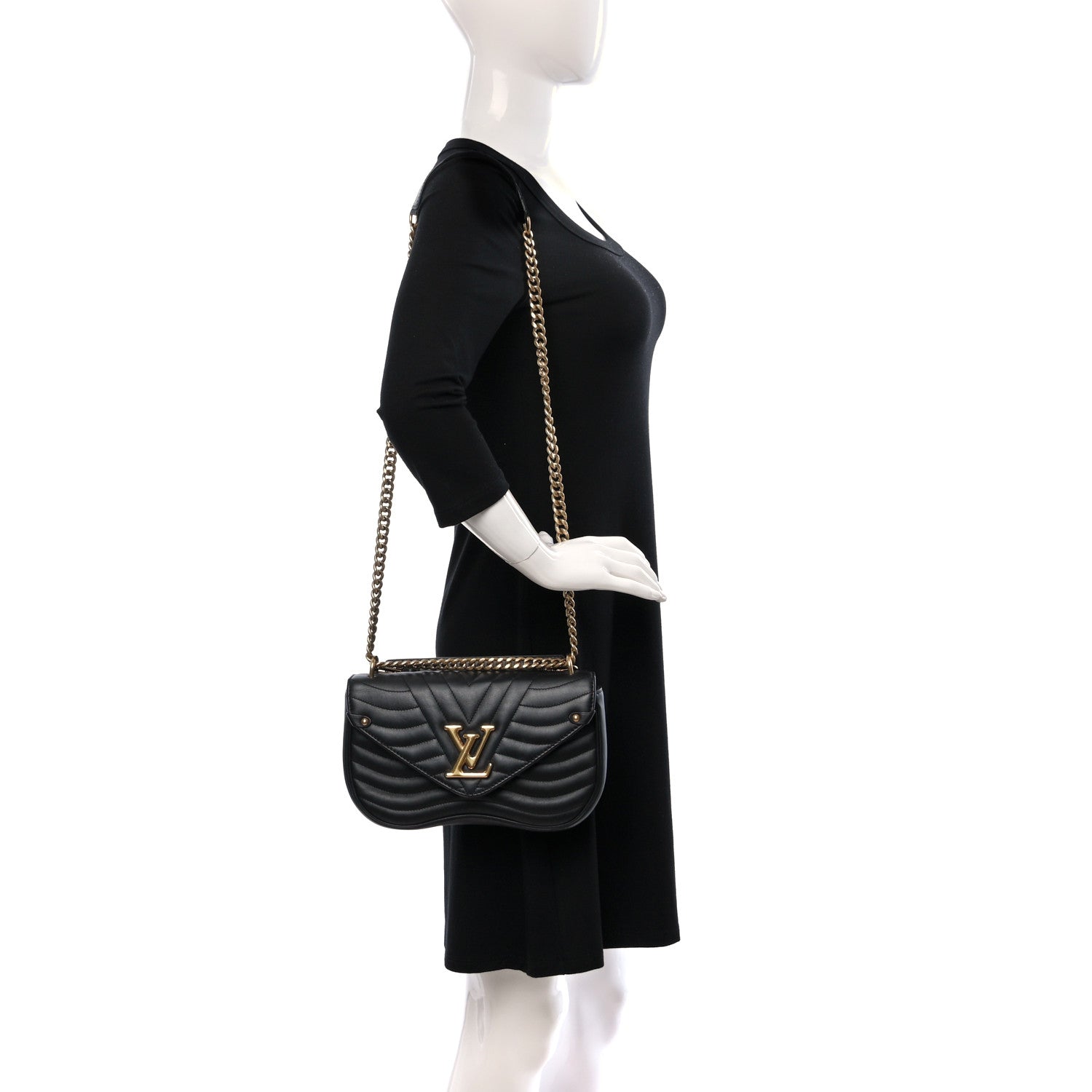 Louis Vuitton Calfskin New Wave Chain MM Black 2 of 8