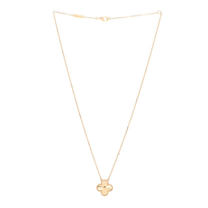 Van Cleef & Arpels 18K Yellow Gold Guilloche Vintage Alhambra Pendant Necklace 3 of 6
