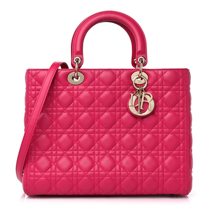 Christian Dior Lambskin Cannage Large Lady Dior Fuchsia 1 of 13