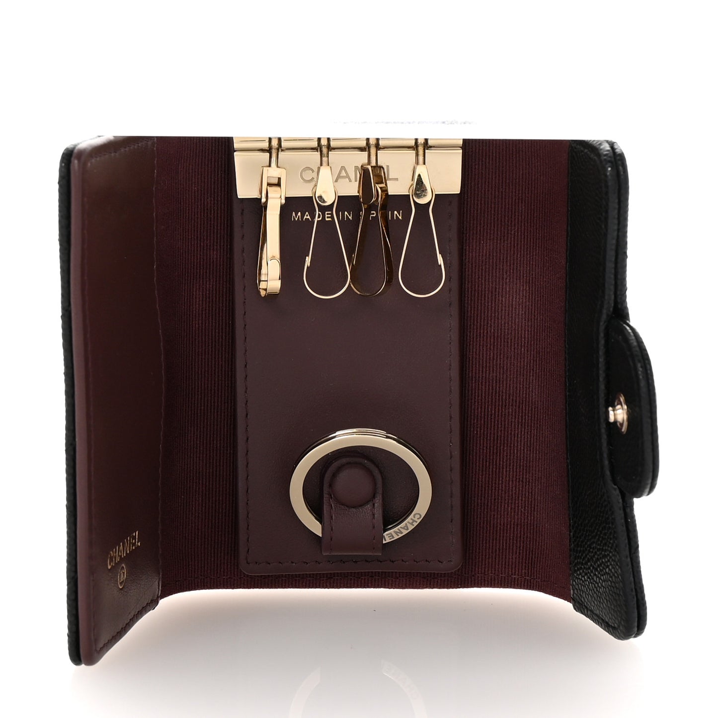 Caviar Quilted Classic 4 Key Holder Wallet Black