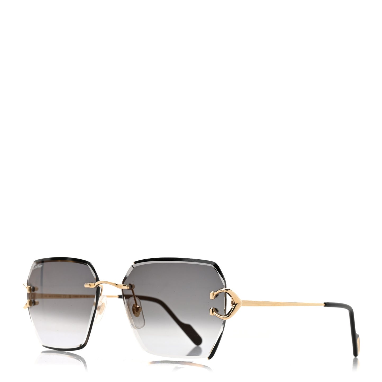 Metal Rimless C Decor Sunglasses CT0468S Gold Grey
